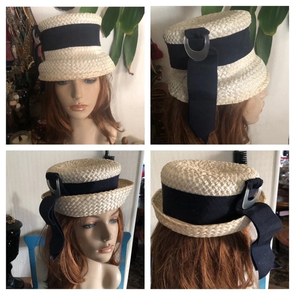 Vintage Cream Straw Hat - Picture 7 of 14
